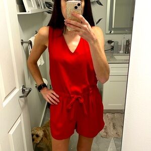 Zara red romper with tie waste
